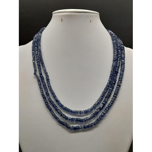 590 - 340ct Three Strand Kyanite Necklace With Citrine Gemstone Clasp in 925 Silver, which comes as a broo... 