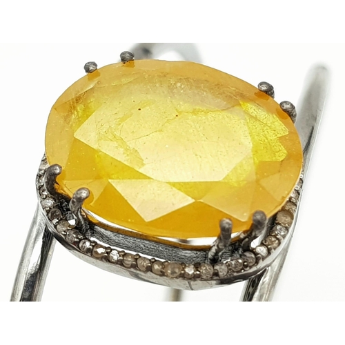 347 - 21.40ct Natural Yellow Sapphire Gemstone Bracelet with .40ct Diamonds. Openable Bracelet can fit any... 