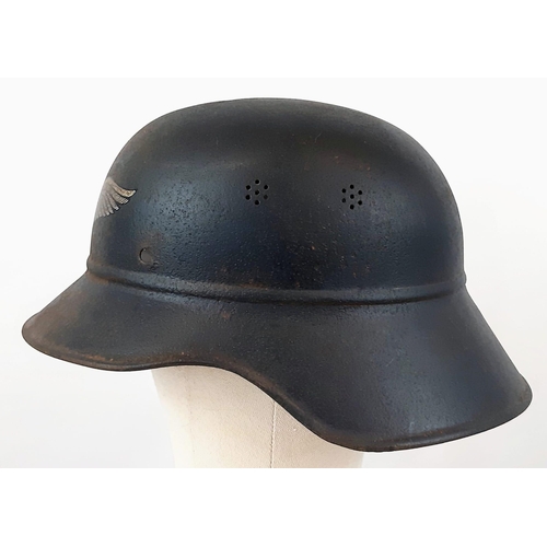 471 - WW2 German “Gladiator” Style Air Raid Police Helmet No Liner. Found in a German Cellar.