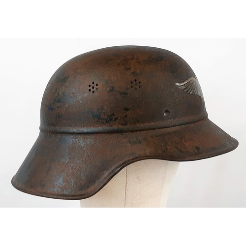 471 - WW2 German “Gladiator” Style Air Raid Police Helmet No Liner. Found in a German Cellar.