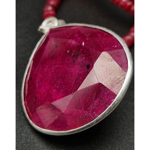 473 - 290ct Single Strand Ruby necklace with a Ruby Pendant. Ruby approx 200cts. Necklace has a Ruby clasp... 