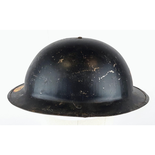 496 - WW2 British Home Front National Fire Service Helmet 37: Eltham London.