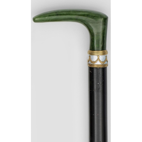 159 - A Russian nephrite jade silver gilt enamel large walking stick 
Stunning condition and fully hallmar... 