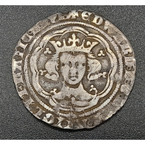 107 - An Edward III Silver Hammered Groat Coin. 4th coinage, 1351-1361. London mint. Please see photos for... 