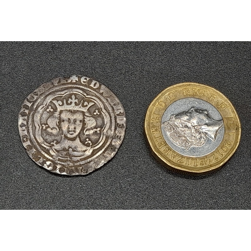 107 - An Edward III Silver Hammered Groat Coin. 4th coinage, 1351-1361. London mint. Please see photos for... 