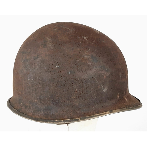 163 - WW2 Normandy Relic Fixed Bale US M1 Helmet. Found in an attic near St Lo, Normandy France. In “As fo... 