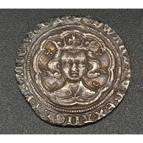 247 - An Edward III Silver Hammered Groat Coin. Fourth coinage. 1351- 61. Mint mark crown series G. Please... 