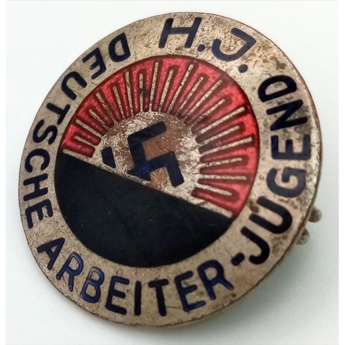 268 - A First Pattern German Nazi HJ Pin Back Membership Badge - for wear on the early HJ visor cap until ... 