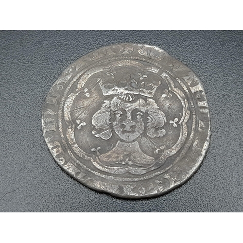 292 - An Edward III Silver Hammered Groat Coin. Most likely series G. 1351-61. Please see photos for condi... 