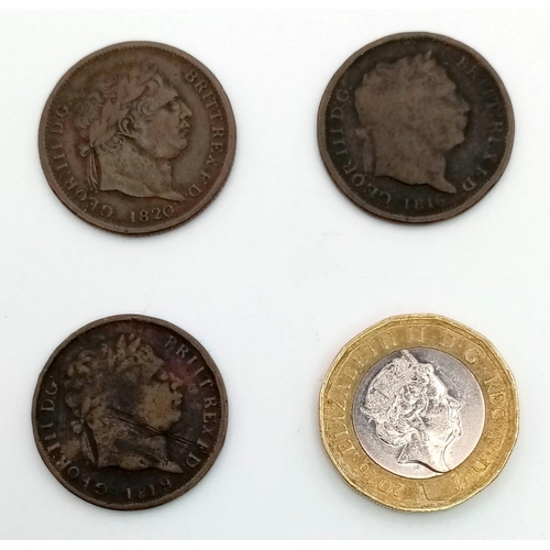 493 - Three Counterfeit Georgian Shilling Coins.