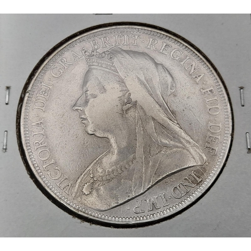 527 - An 1895 Queen Victoria Silver Crown Coin. Please see photos for conditions.