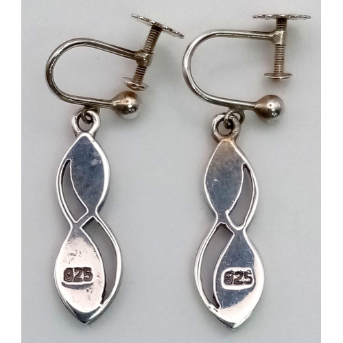 596 - Ladies Sterling Silver and Quartz Matching Pendant Necklace and Screwback Earring Set. The Pendant M... 