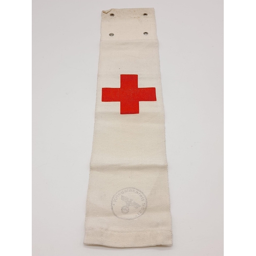 616 - WW2 German Medics Arm Band. Stamped with a “Kriegslazerette” - Battlefield Hospital stamp.