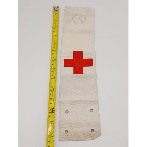 616 - WW2 German Medics Arm Band. Stamped with a “Kriegslazerette” - Battlefield Hospital stamp.