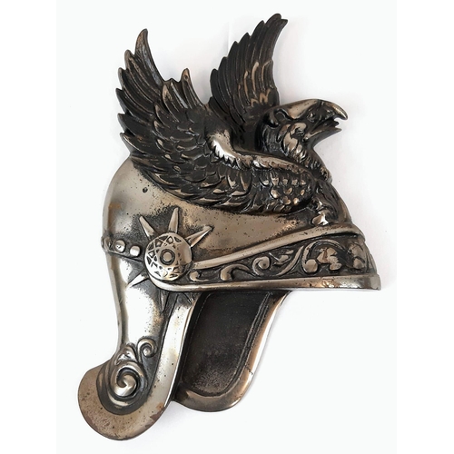 487 - A Collection of Three Vintage Heavy Cast Metal Medieval Wall Plaques Comprising
An Eagle Warriors He... 