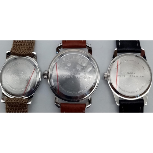 502 - A Collection of 4 Homage Military Watches all working order comprising of 1 x French Navy Watch on O... 