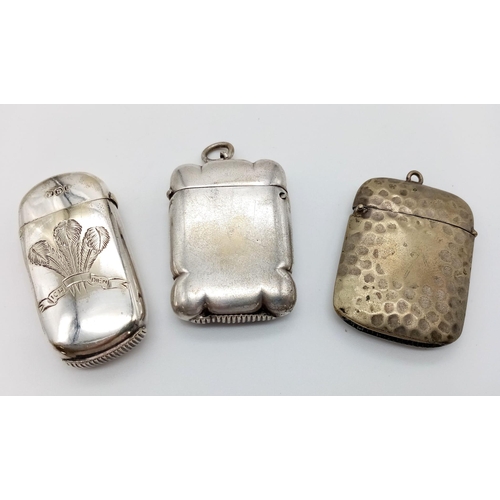 536 - Three Vintage, Possibly Antique Silver-Plated Vesta Cases.