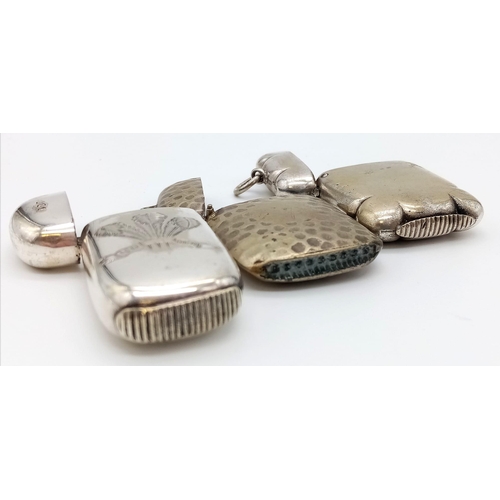 536 - Three Vintage, Possibly Antique Silver-Plated Vesta Cases.