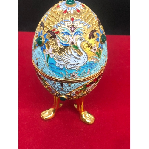 108 - Russian silver enamel gem stone large egg 

Weight 140 . 8 grams 

11.4cm height 
Diameter 5.1cm Wid... 