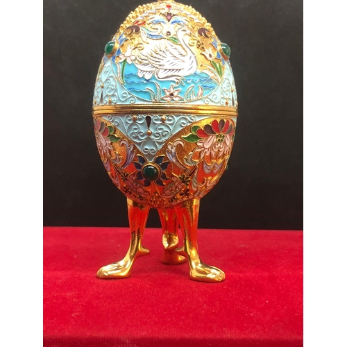 108 - Russian silver enamel gem stone large egg 

Weight 140 . 8 grams 

11.4cm height 
Diameter 5.1cm Wid... 