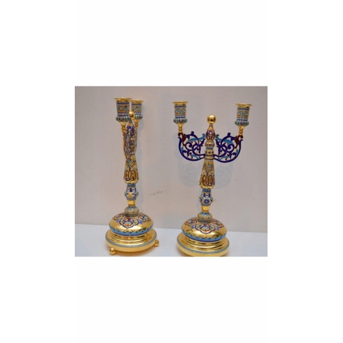 491 - STUNNING 20thC RUSSIAN PAIR OF SOLID SILVER ENAMEL CANDELABRAS.


Height of each 25.4cm

Width from ... 