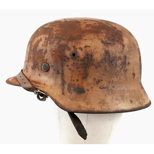 55 - WW2 German Africa Korps M40 Helmet with Liner and Chinstrap.