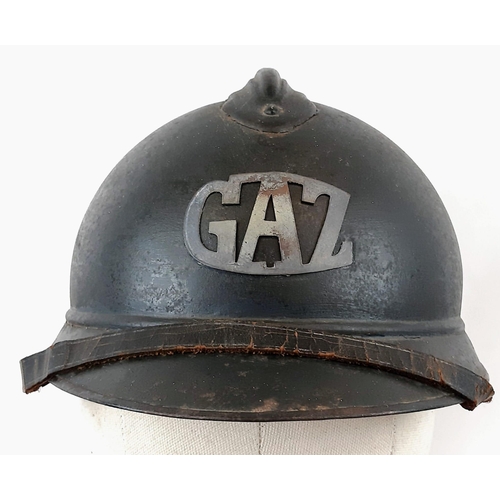 266 - WW1 French 1915 Model Casque Adriane Helmet with Gas Troops Insignia.