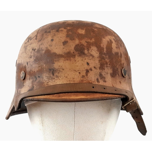 55 - WW2 German Africa Korps M40 Helmet with Liner and Chinstrap.