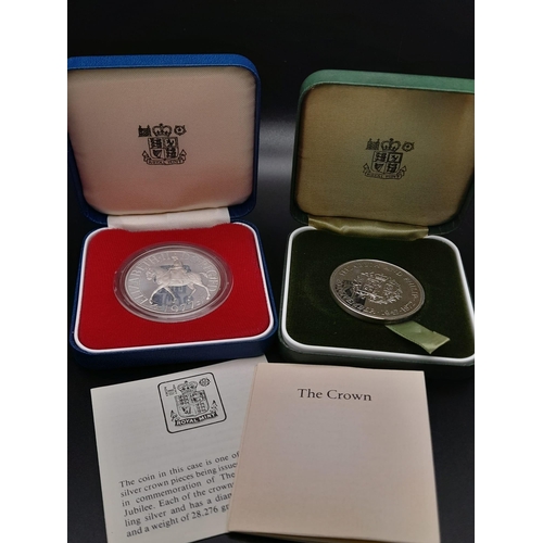 514 - A 1972 and 1977 Sterling Silver Crown Coin with COA and Original Presentation Case.