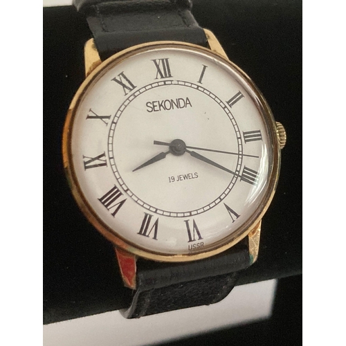 113 - Vintage SEKONDA 1960’s Gentlemans wristwatch having white face with black Roman numerals.Genuine ORI... 