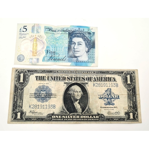 295 - A 1923 Large US Dollar Bill with Blue Seal. Please see photos for conditions.