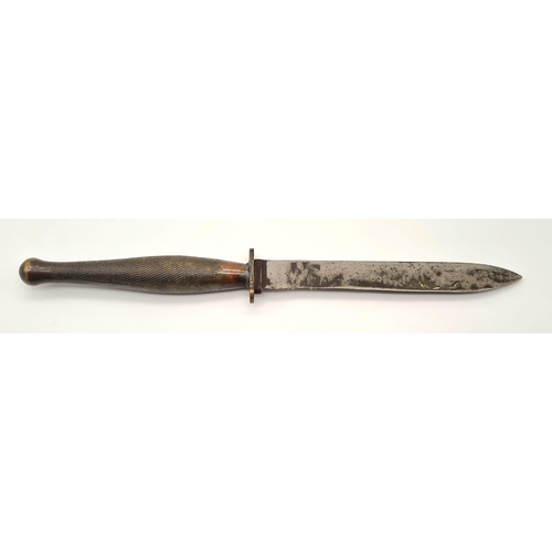 466 - A Very Rare Brass Handle Fairbairn Sykes (or Fairbairn Sykes Style) Single Edge Blade Commando Knife... 