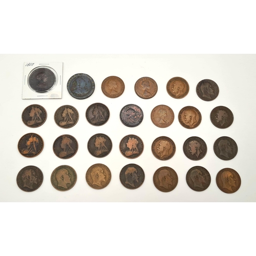 520 - An Assortment of British Copper Coins: 3x 1953, penny war time 1914-18, veiled head Victoria 1895-19... 