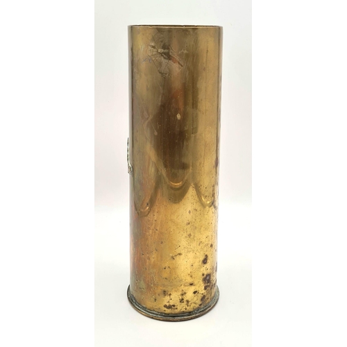 603 - A Brass Royal Artillery Emblem 1945 25 Pounder Mk 2 Artillery Shell 29cm Tall.