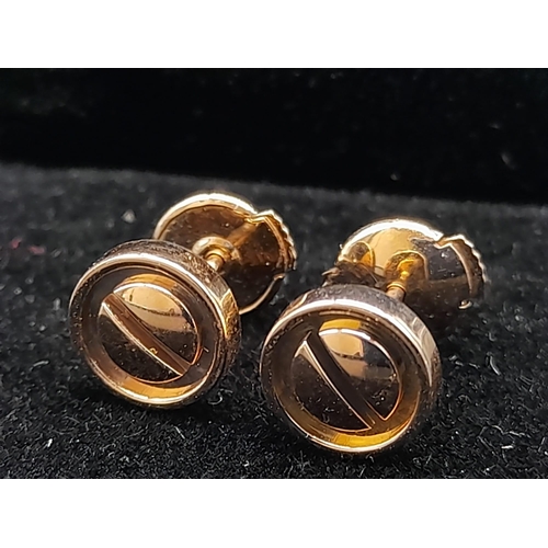 16 - A Pair of 18K Rose Gold Cartier Love Stud Earrings.