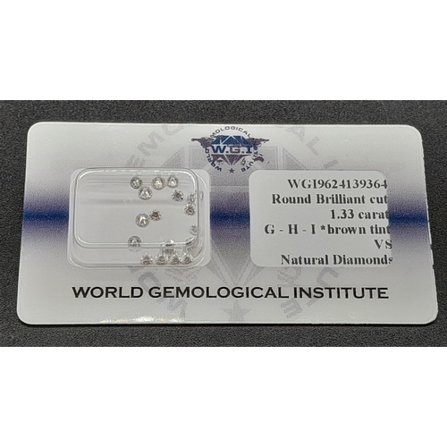 26 - A Parcel of Brilliant Round Cut Loose Diamonds. 1.33ct total diamond weight. Comes with a W.G.I. cer... 