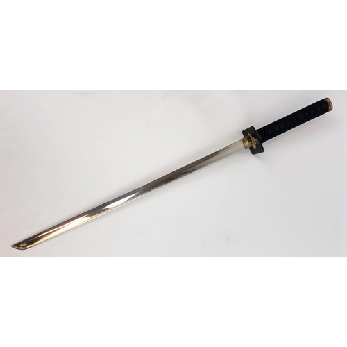 445 - A Vintage Katana 89cm Length 440 Stainless Steel Sharp Blade, Alloy Tsuba-No Saya (sheath).