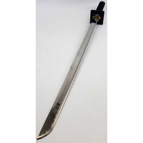 445 - A Vintage Katana 89cm Length 440 Stainless Steel Sharp Blade, Alloy Tsuba-No Saya (sheath).