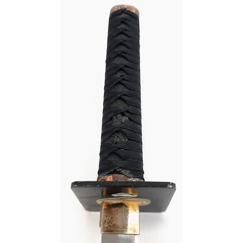 445 - A Vintage Katana 89cm Length 440 Stainless Steel Sharp Blade, Alloy Tsuba-No Saya (sheath).