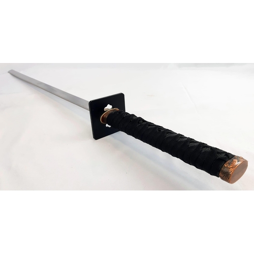 445 - A Vintage Katana 89cm Length 440 Stainless Steel Sharp Blade, Alloy Tsuba-No Saya (sheath).