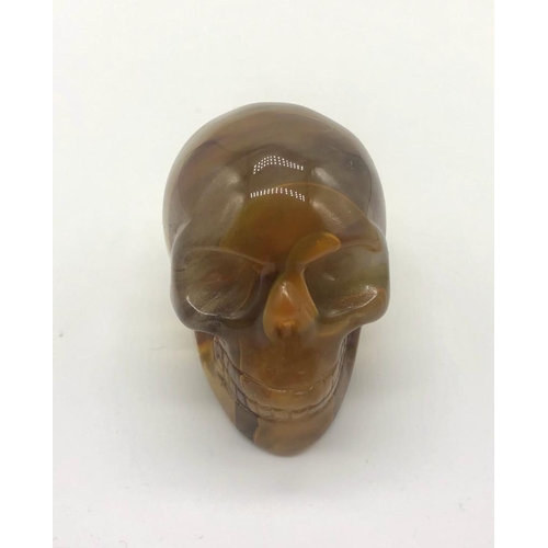 155 - A Hand-Carved Tiger Jasper Crystal Skull Figure. Good as an eclectic ornament or small paperweight. ... 