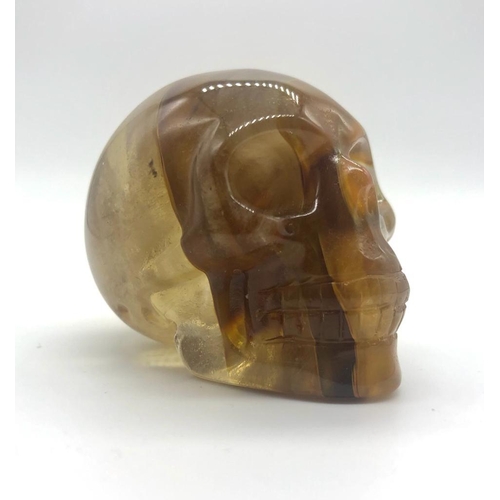 155 - A Hand-Carved Tiger Jasper Crystal Skull Figure. Good as an eclectic ornament or small paperweight. ... 