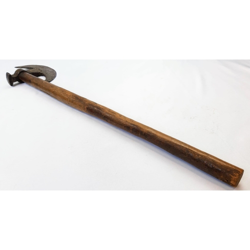 240 - A Genuine Vintage Brass Decorated Steel and Wood Tribal Axe 59cm length formerly owned by Doctor Jam... 