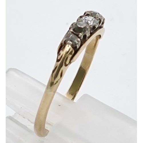 289 - 18K YELLOW GOLD VINATGE 5 STONE DIAMOND RING 0.25CT 2.2G SIZE M