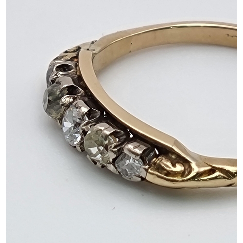 289 - 18K YELLOW GOLD VINATGE 5 STONE DIAMOND RING 0.25CT 2.2G SIZE M