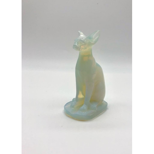 434 - A Fire Opalite Carved Cat Figure. Lovely orange glow when refracting light. Perfect for an ornament ... 