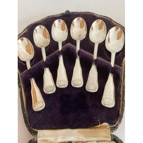 490 - Antique set of 6 French SILVER plated coffee spoons clearly marked RAVINET D’ENFERT of Paris. Having... 