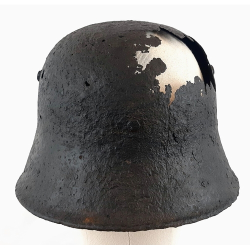 467 - WW1 German M16 Stahlhelm Found Cambrai with Post War Memorial Painting.