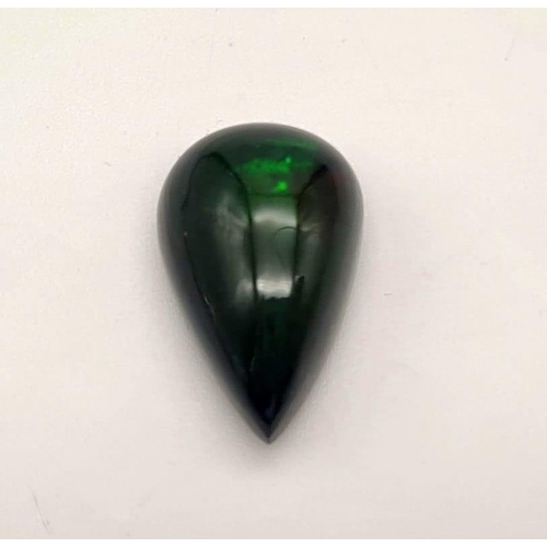 1195 - 6.43ct Noble Black Ethiopian Opal Pear Shape with Fireplay IGLI Certified.