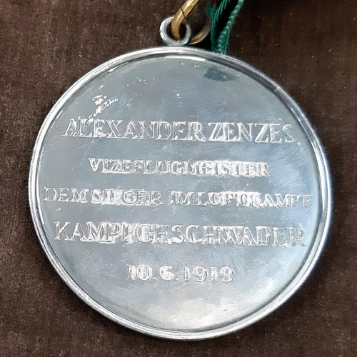 13 - Cased Silver German Marine Freikorps Medallion awarded to the ex WW1 Imperial German Naval Pilot and... 